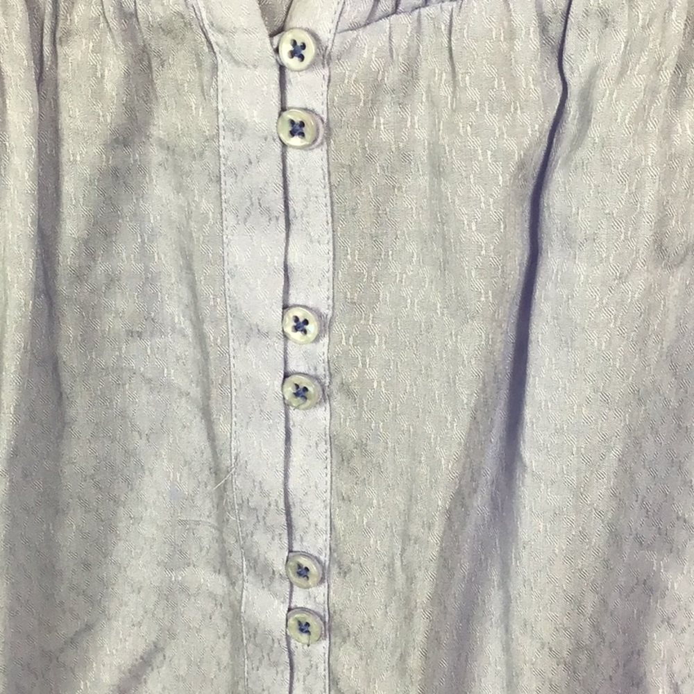 Anthropologie Maeve boho top light blue button front pintuck jacquard size 12 - Picture 3 of 8